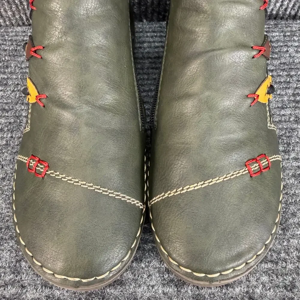 Rieker Ankle Boots Womens 36 US 5.5 Green Lace Up Zip Multicolor Comfort Shoes